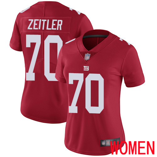 Women New York Giants 70 Kevin Zeitler Red Limited Red Inverted Legend Football NFL Jersey